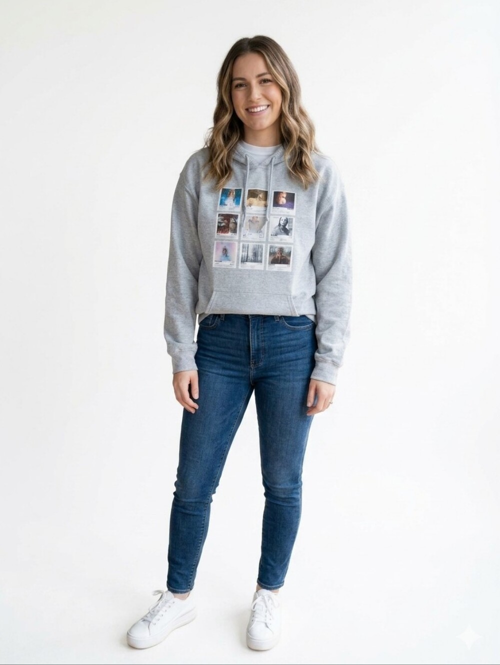 Taylor Swift Fan Made Eras Album Grid Grey Hoodie Swiftie Size M